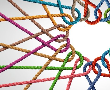 Ropes braided together to form a heart shape where they meet