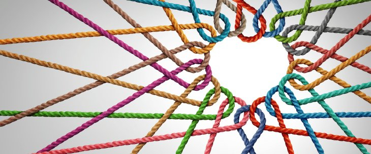 Ropes braided together to form a heart shape where they meet